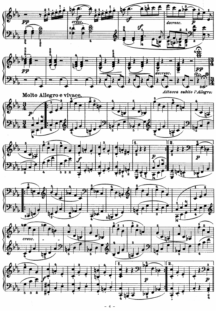 SONATE（第十三钢琴奏鸣曲-Op.27 No.1） -  简谱第4页