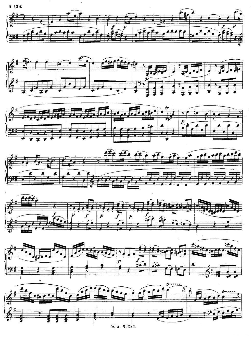 G大调第五钢琴奏鸣曲 KV.283 -  简谱第3页