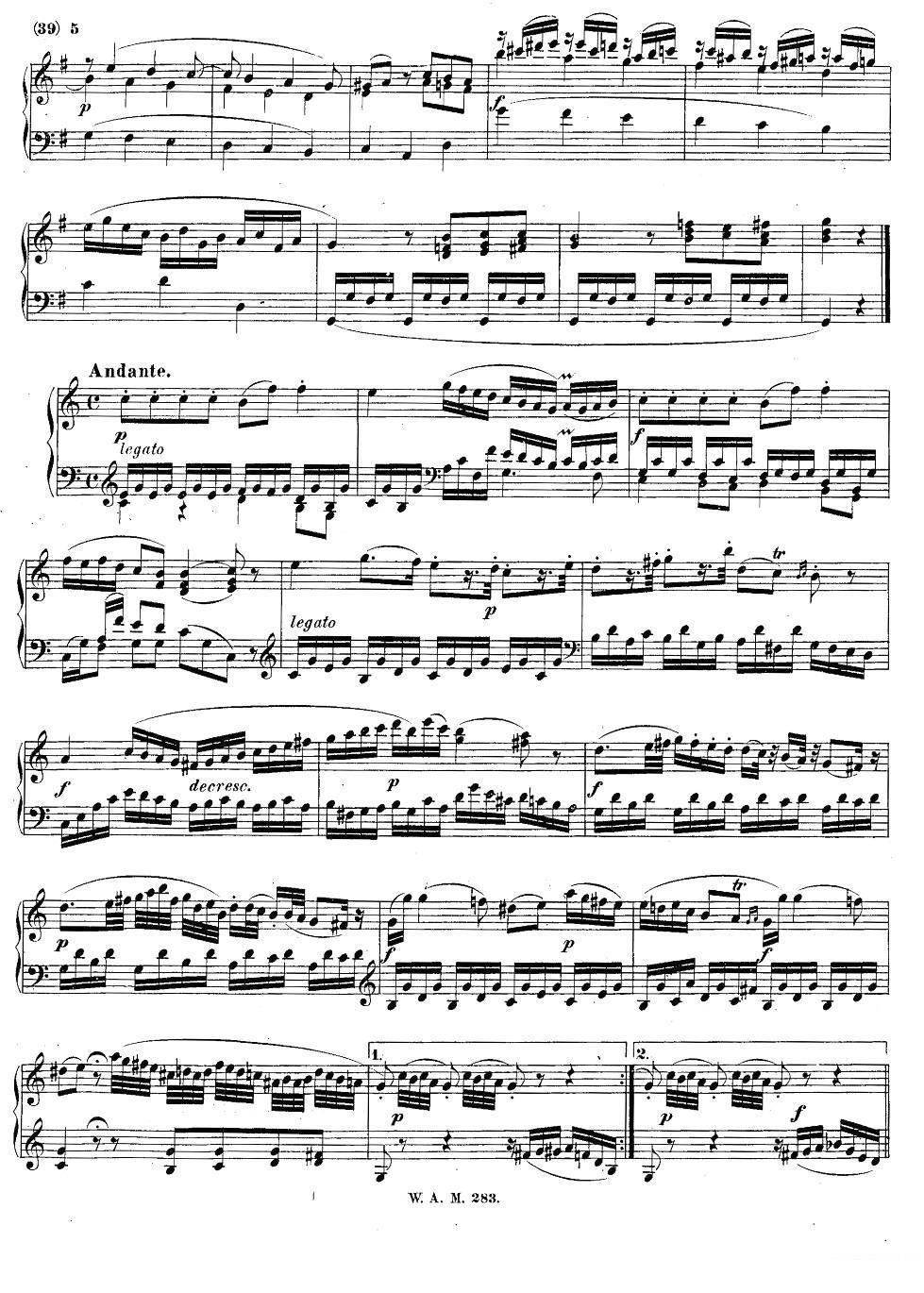 G大调第五钢琴奏鸣曲 KV.283 -  简谱第4页