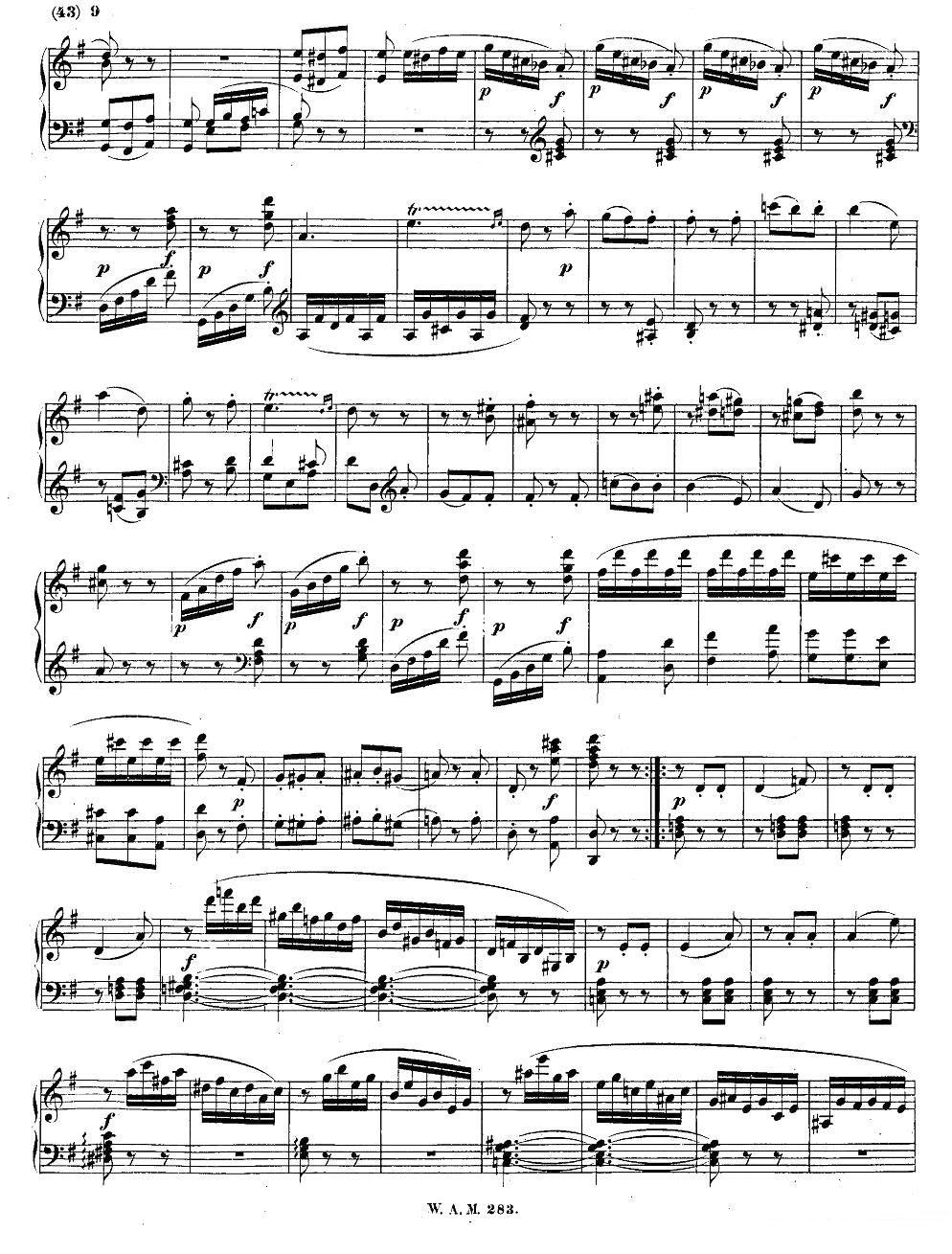 G大调第五钢琴奏鸣曲 KV.283 -  简谱第8页