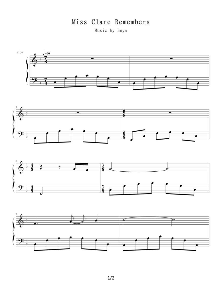 Miss Clare Remembers -  简谱第1页