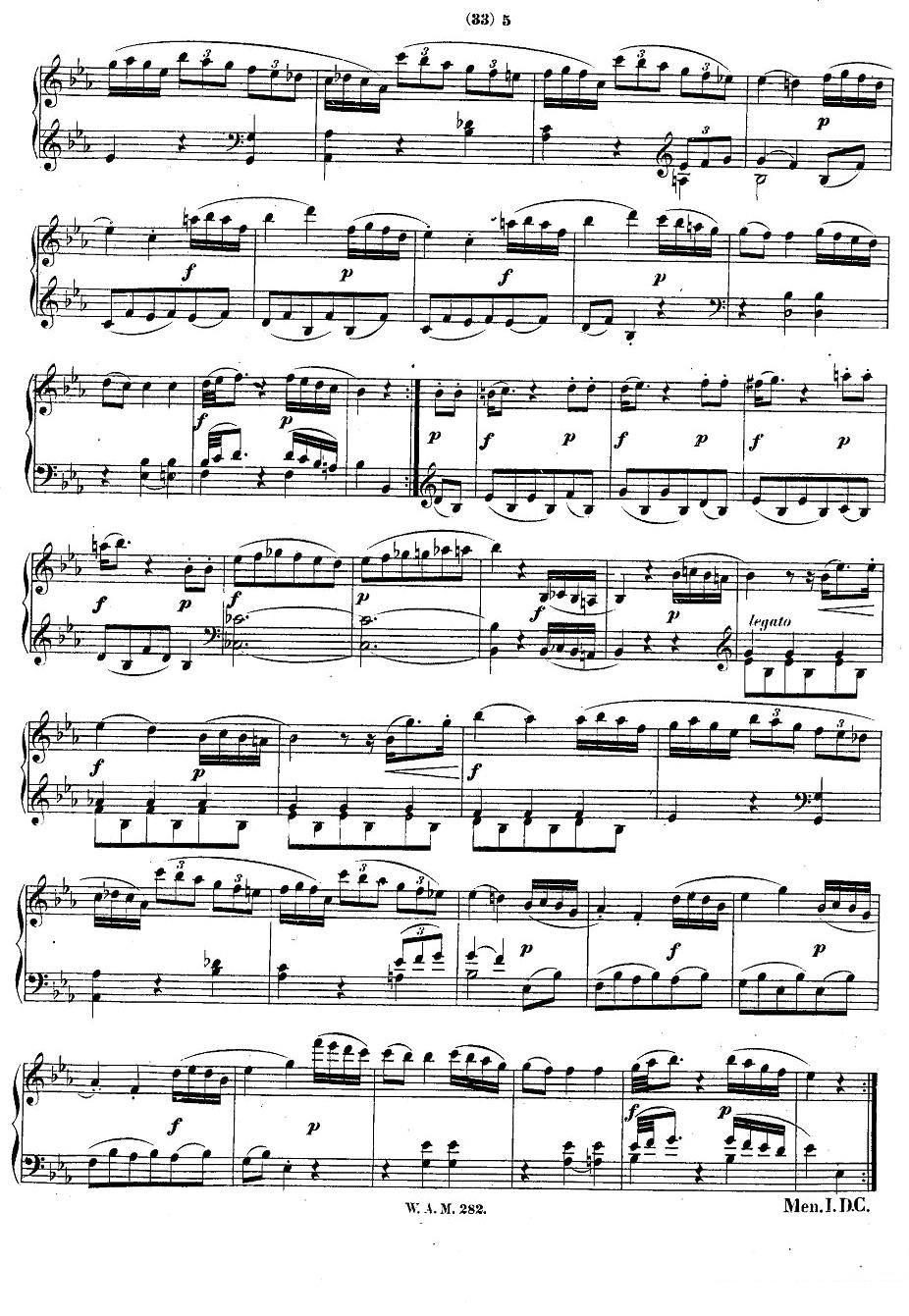 降E大调第四钢琴奏鸣曲 KV.282 -  简谱第4页
