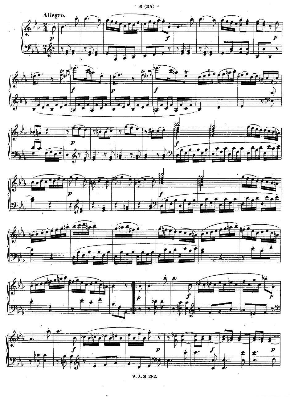 降E大调第四钢琴奏鸣曲 KV.282 -  简谱第5页