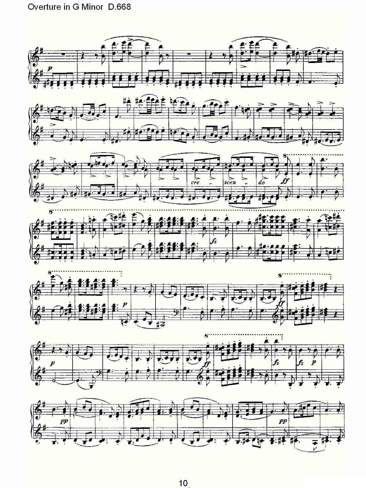 Overture in G Minor D.668（Ｇ小调序曲 D.668） -  简谱第10页