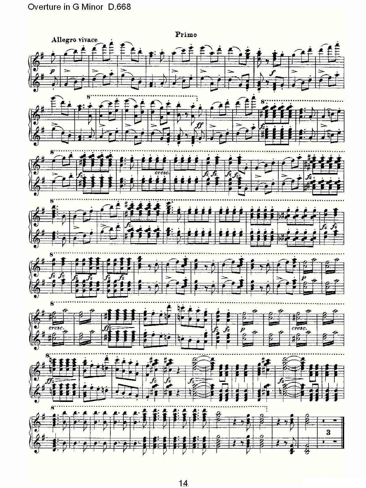 Overture in G Minor D.668（Ｇ小调序曲 D.668） -  简谱第13页