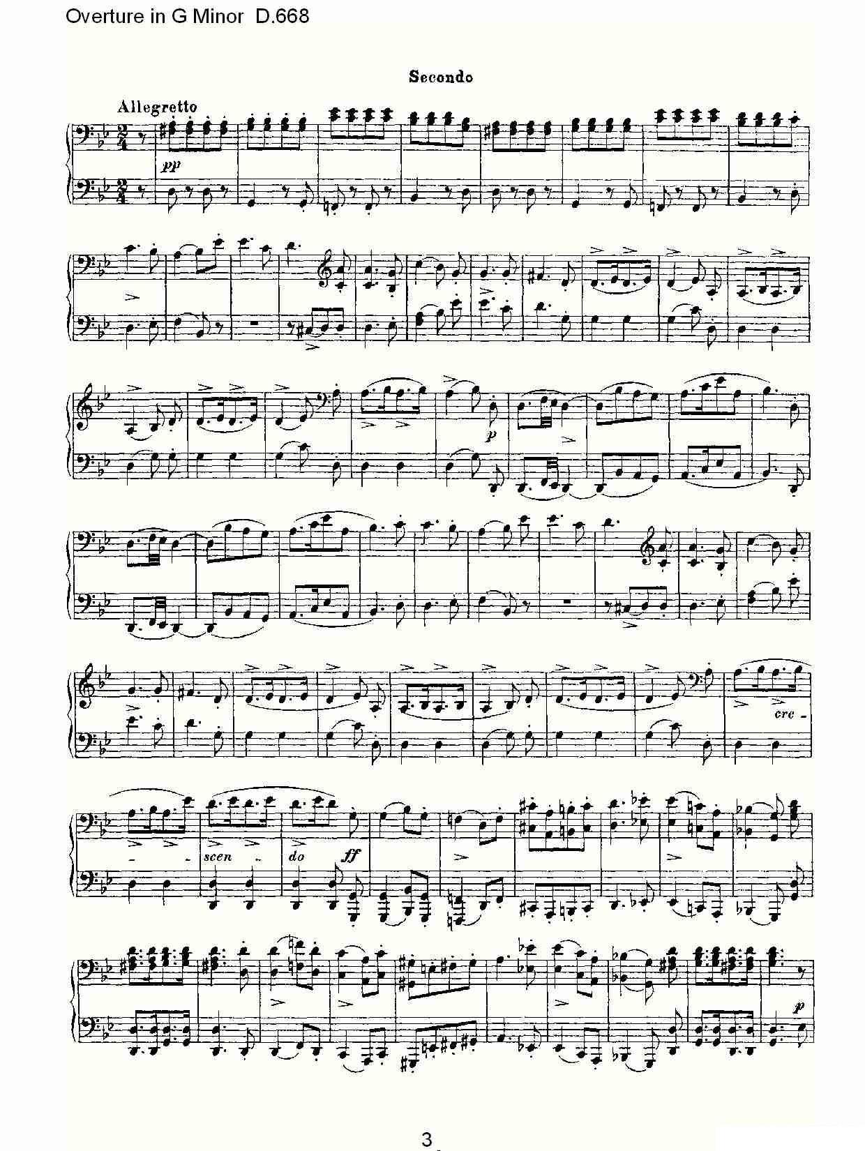 Overture in G Minor D.668（Ｇ小调序曲 D.668） -  简谱第3页