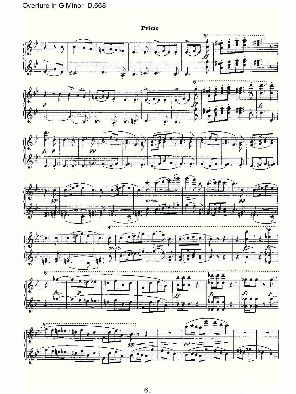 Overture in G Minor D.668（Ｇ小调序曲 D.668） -  简谱第6页