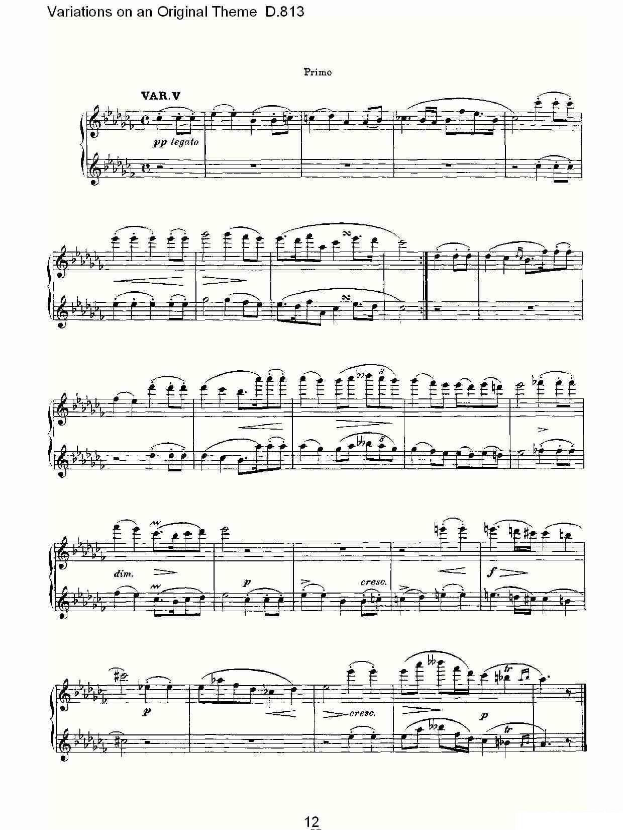 Variations on an Original Theme D.813（原生态主题变鸣曲 D.） -  简谱第12页