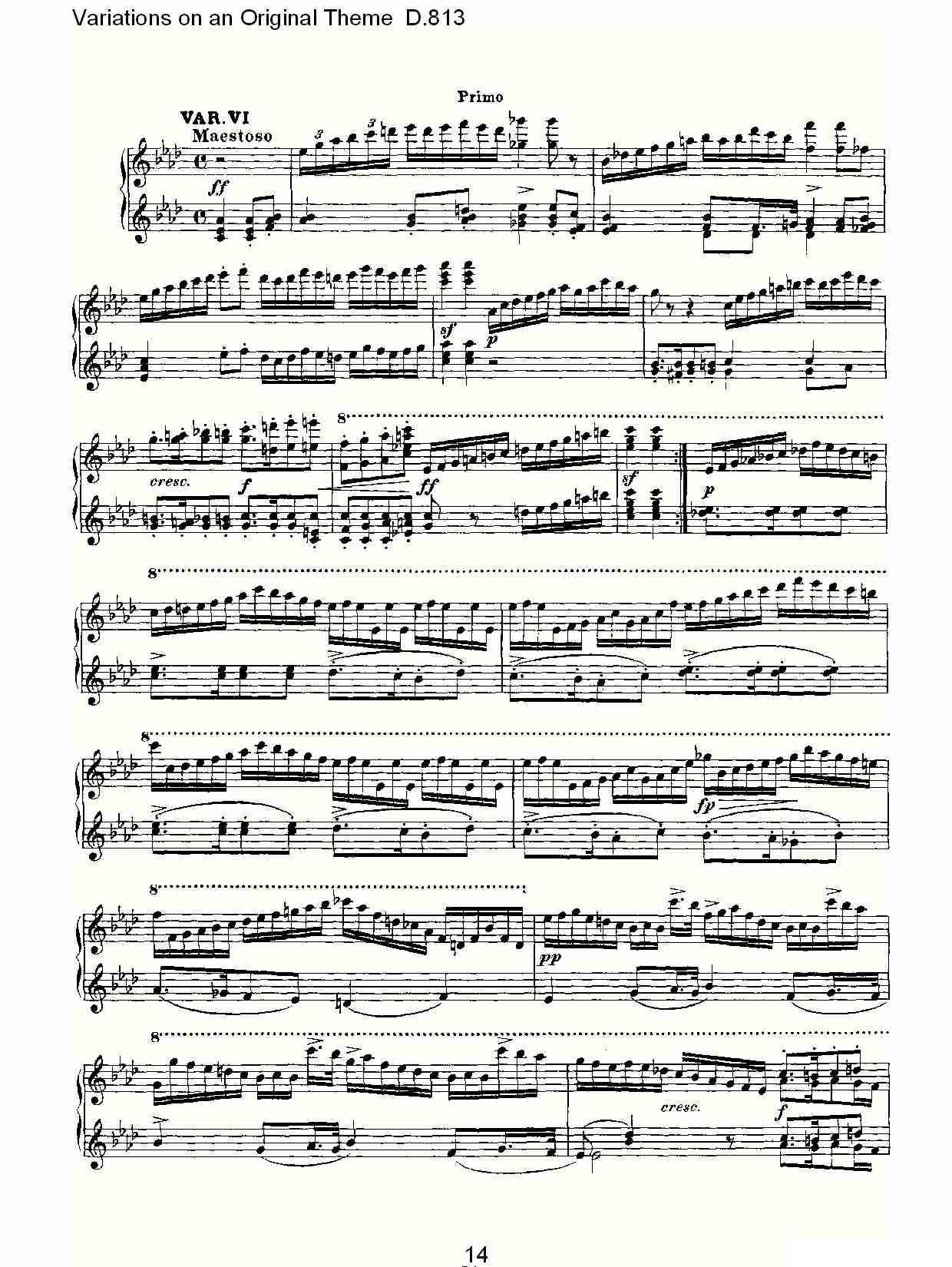 Variations on an Original Theme D.813（原生态主题变鸣曲 D.） -  简谱第14页