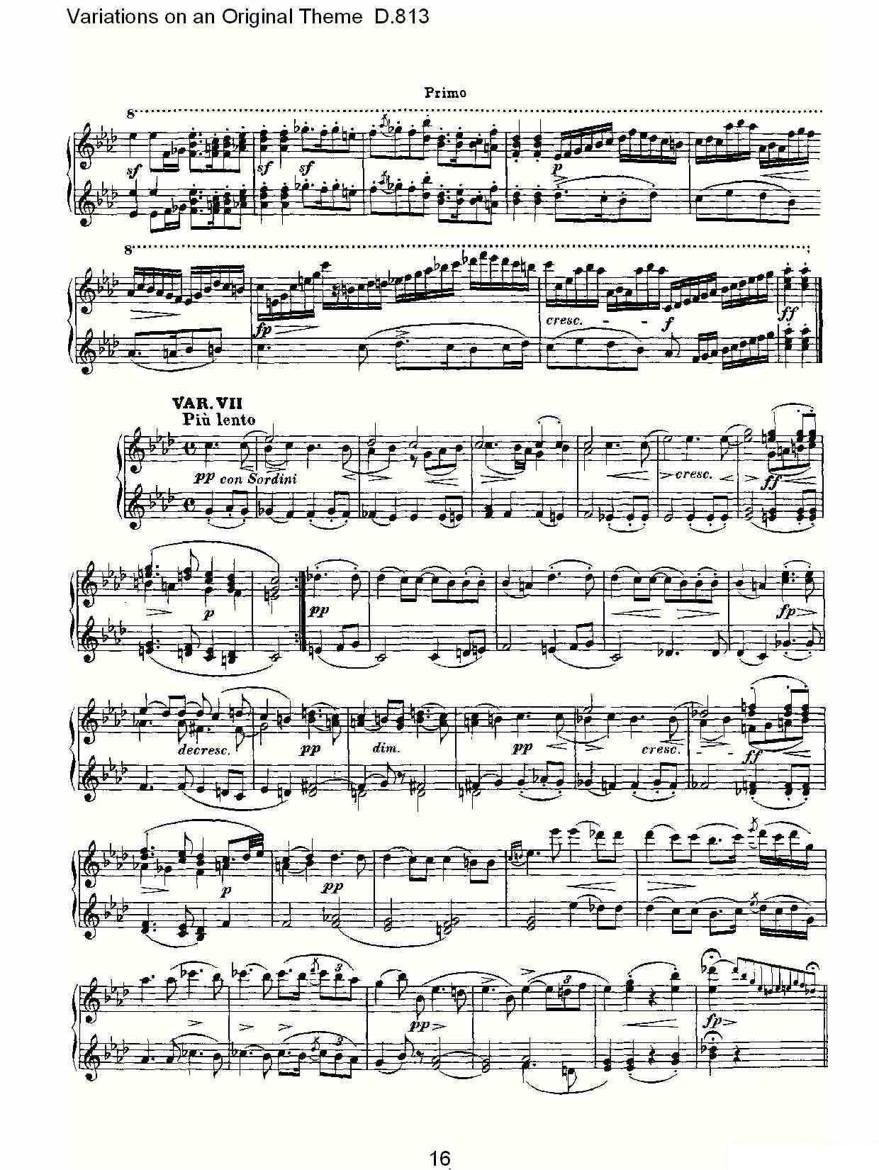 Variations on an Original Theme D.813（原生态主题变鸣曲 D.） -  简谱第16页