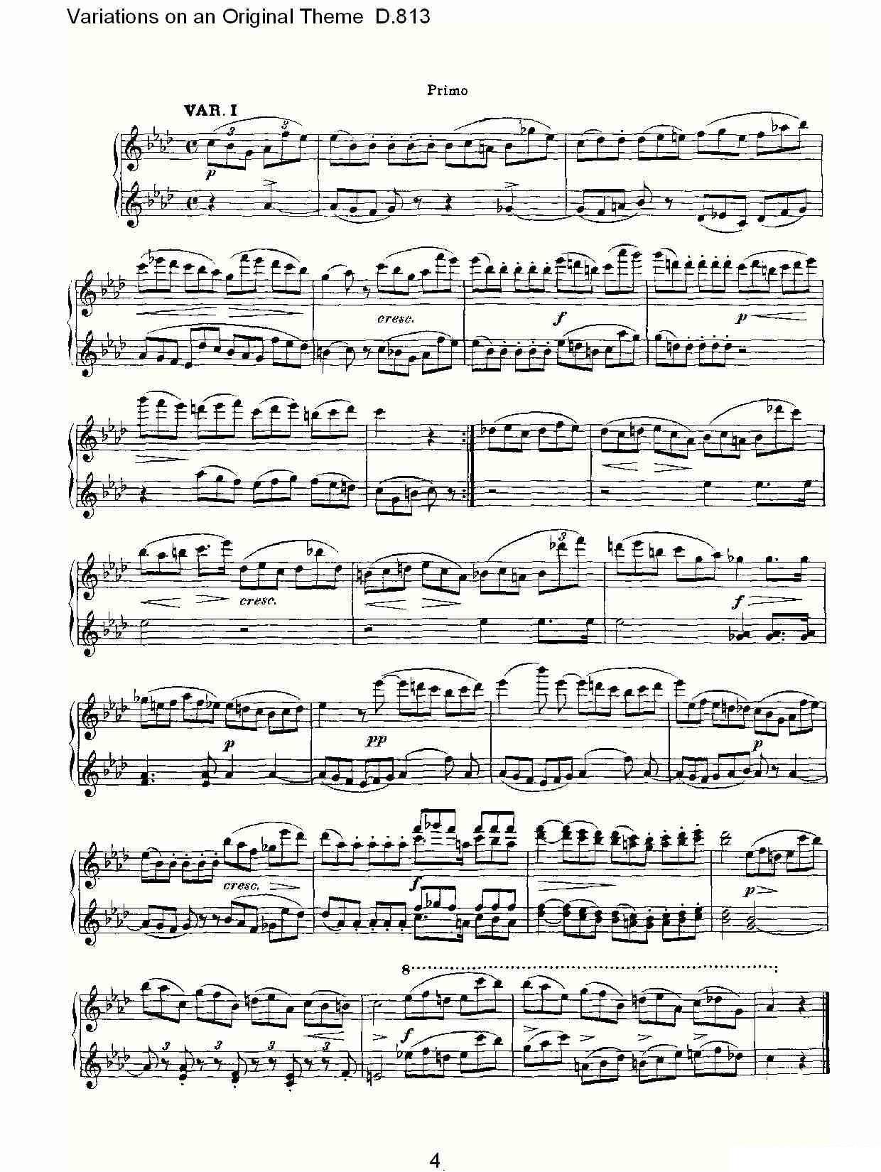 Variations on an Original Theme D.813（原生态主题变鸣曲 D.） -  简谱第4页