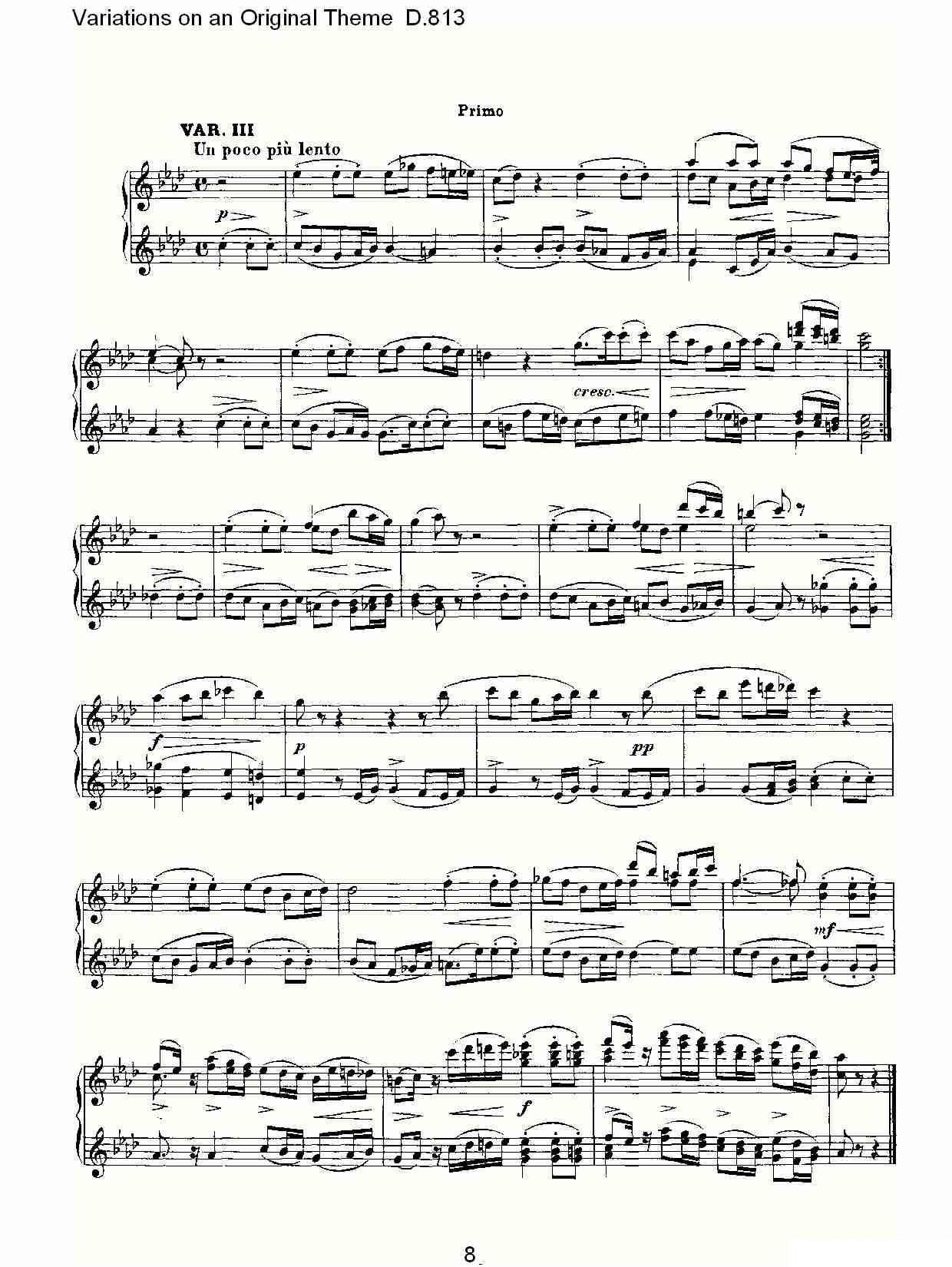 Variations on an Original Theme D.813（原生态主题变鸣曲 D.） -  简谱第8页