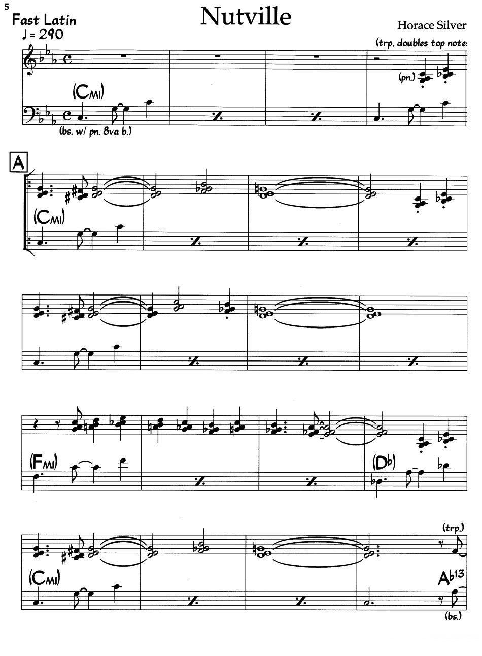 Nutville（爵士钢琴曲） -  简谱第1页