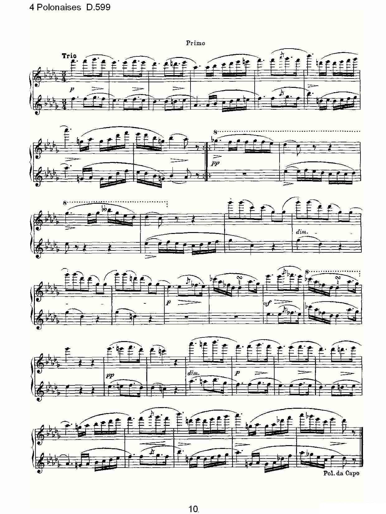 4 Polonaises D.599（４波罗乃兹舞曲 D.599） -  简谱第10页