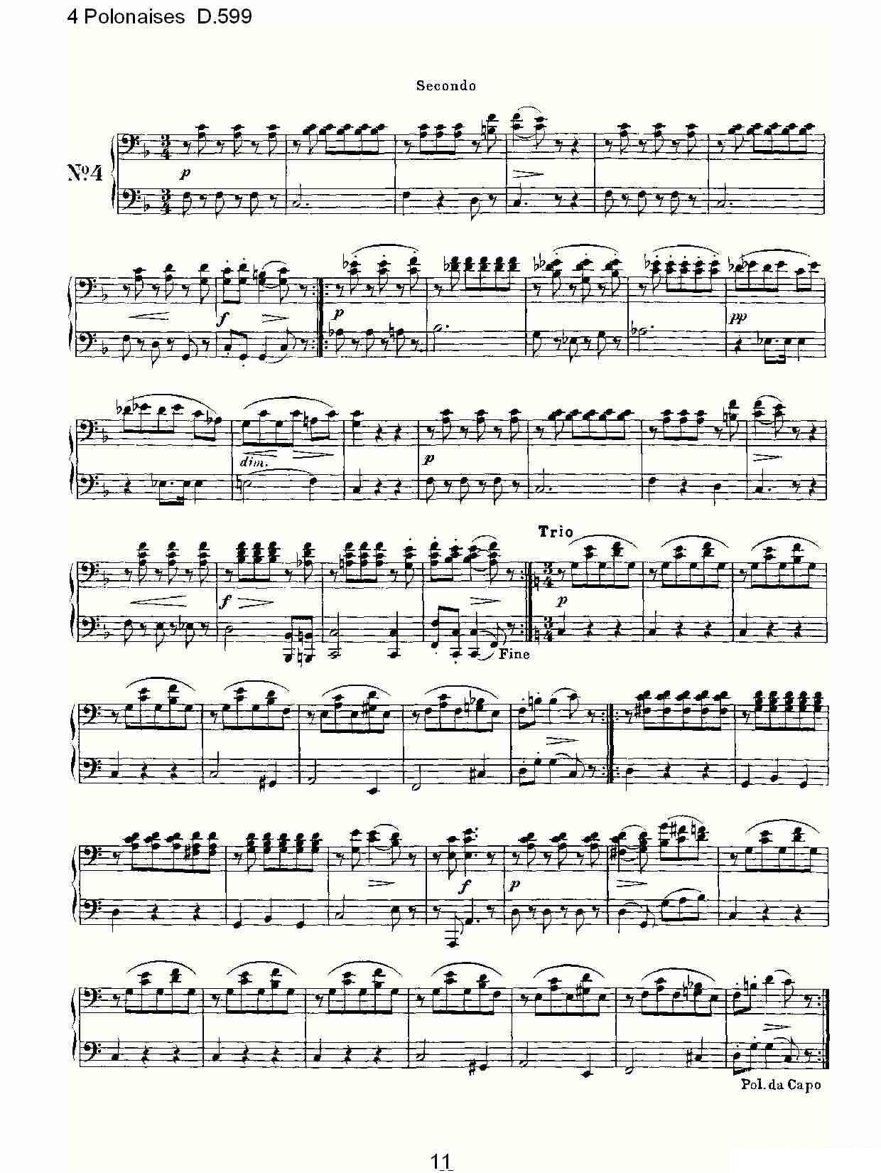 4 Polonaises D.599（４波罗乃兹舞曲 D.599） -  简谱第11页