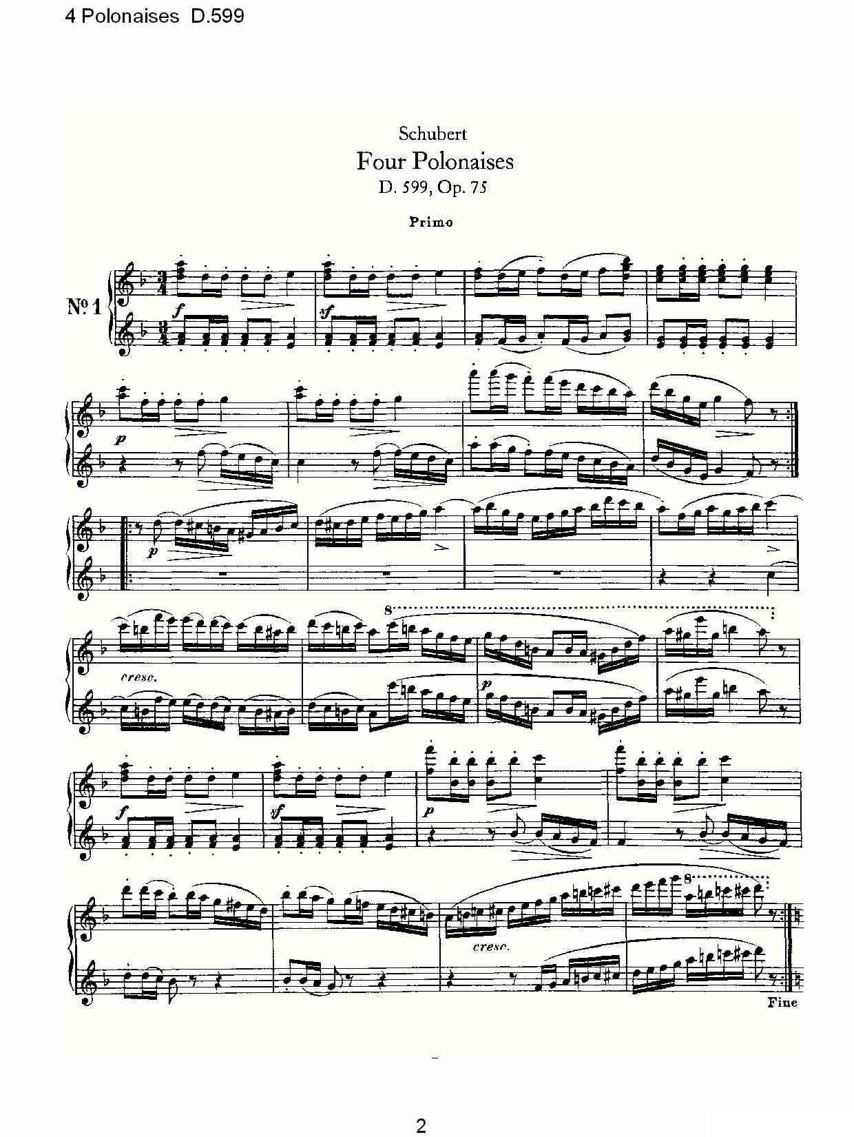 4 Polonaises D.599（４波罗乃兹舞曲 D.599） -  简谱第2页