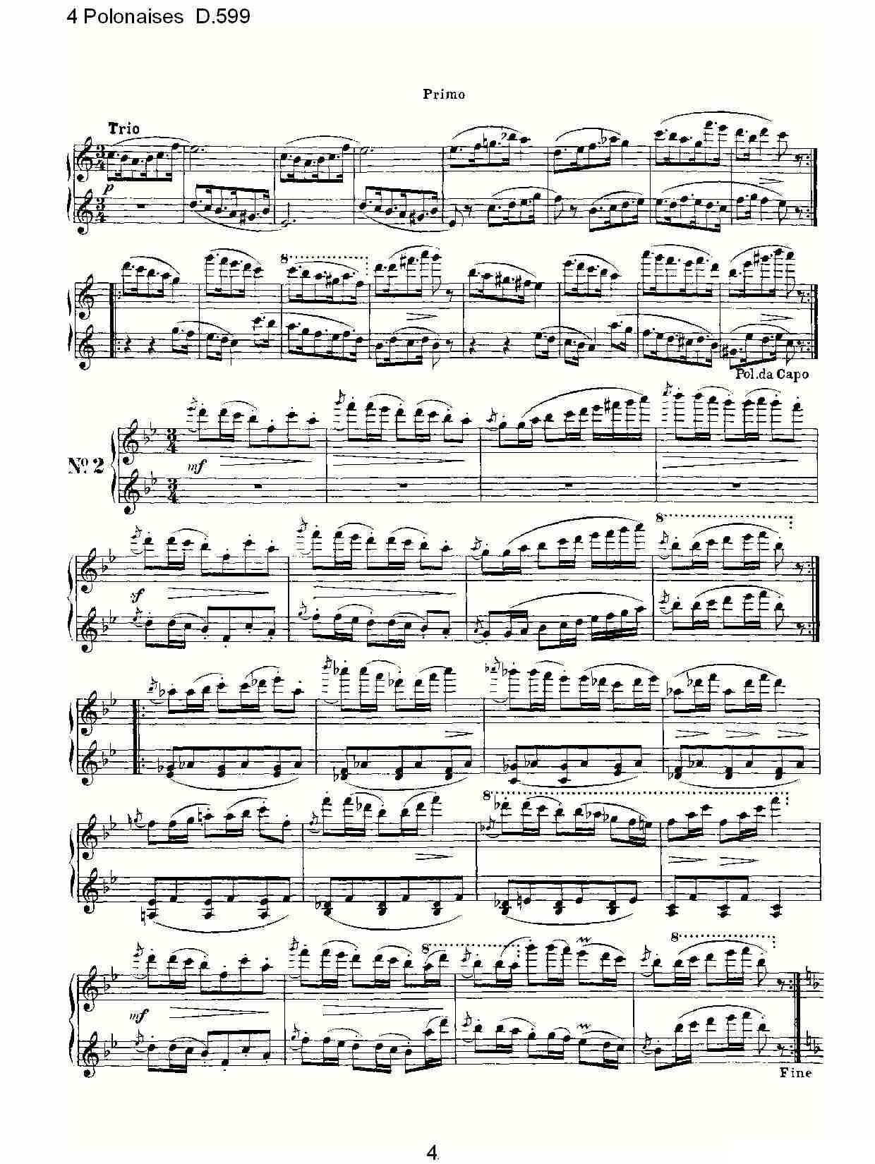 4 Polonaises D.599（４波罗乃兹舞曲 D.599） -  简谱第4页
