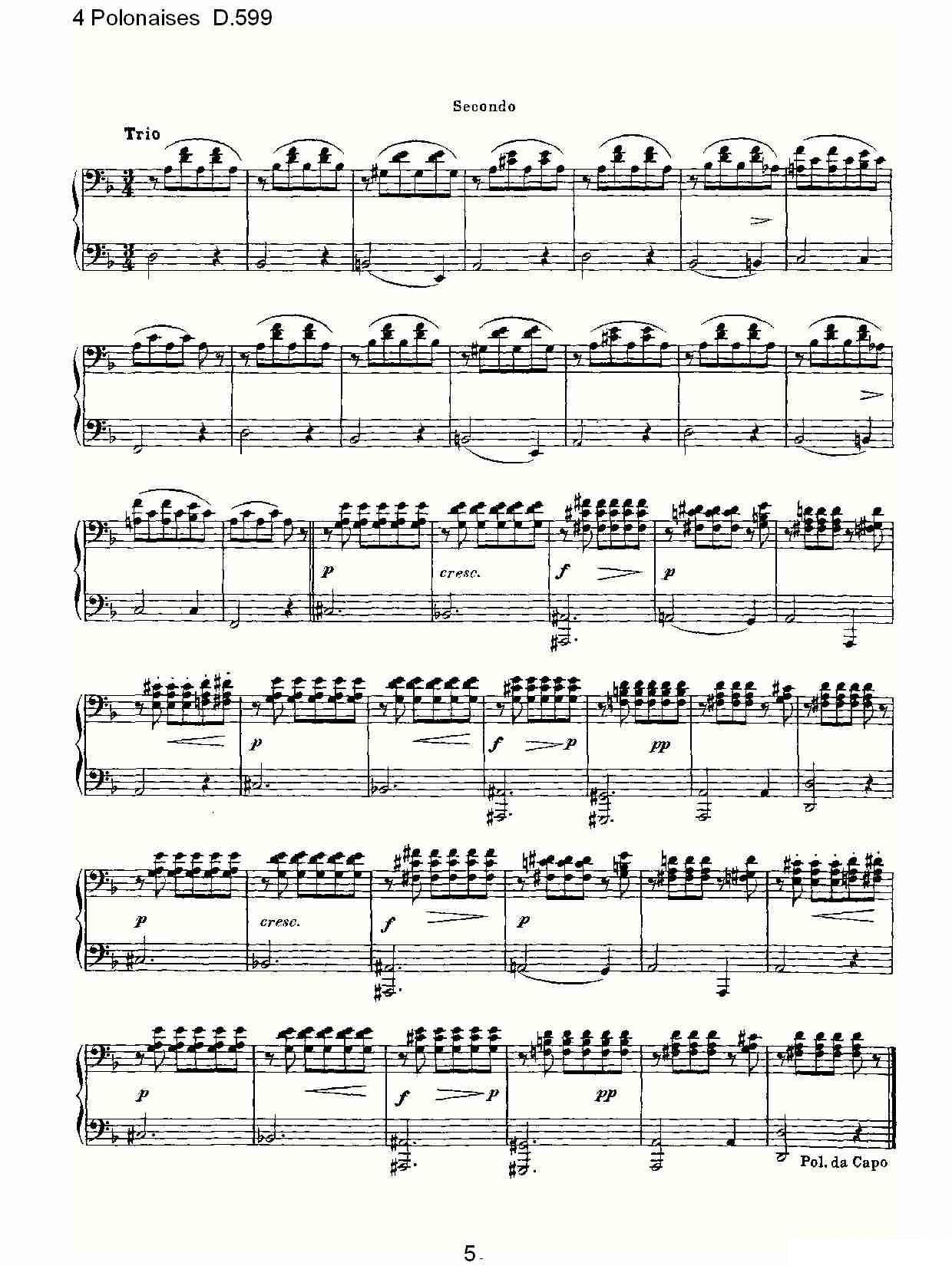 4 Polonaises D.599（４波罗乃兹舞曲 D.599） -  简谱第5页