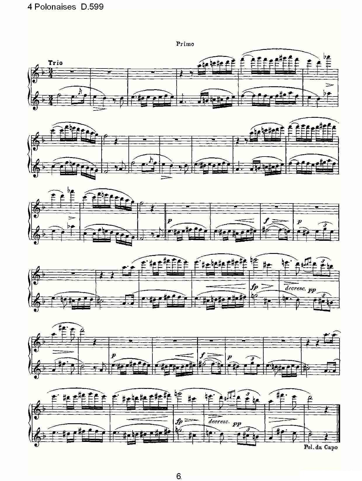 4 Polonaises D.599（４波罗乃兹舞曲 D.599） -  简谱第6页