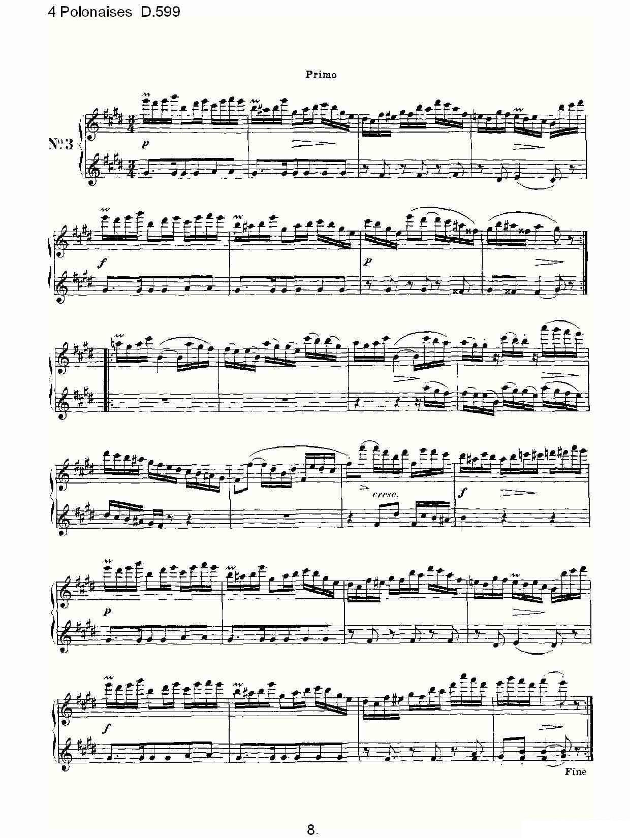 4 Polonaises D.599（４波罗乃兹舞曲 D.599） -  简谱第8页