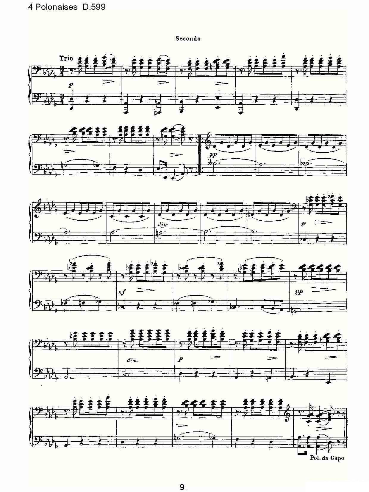 4 Polonaises D.599（４波罗乃兹舞曲 D.599） -  简谱第9页
