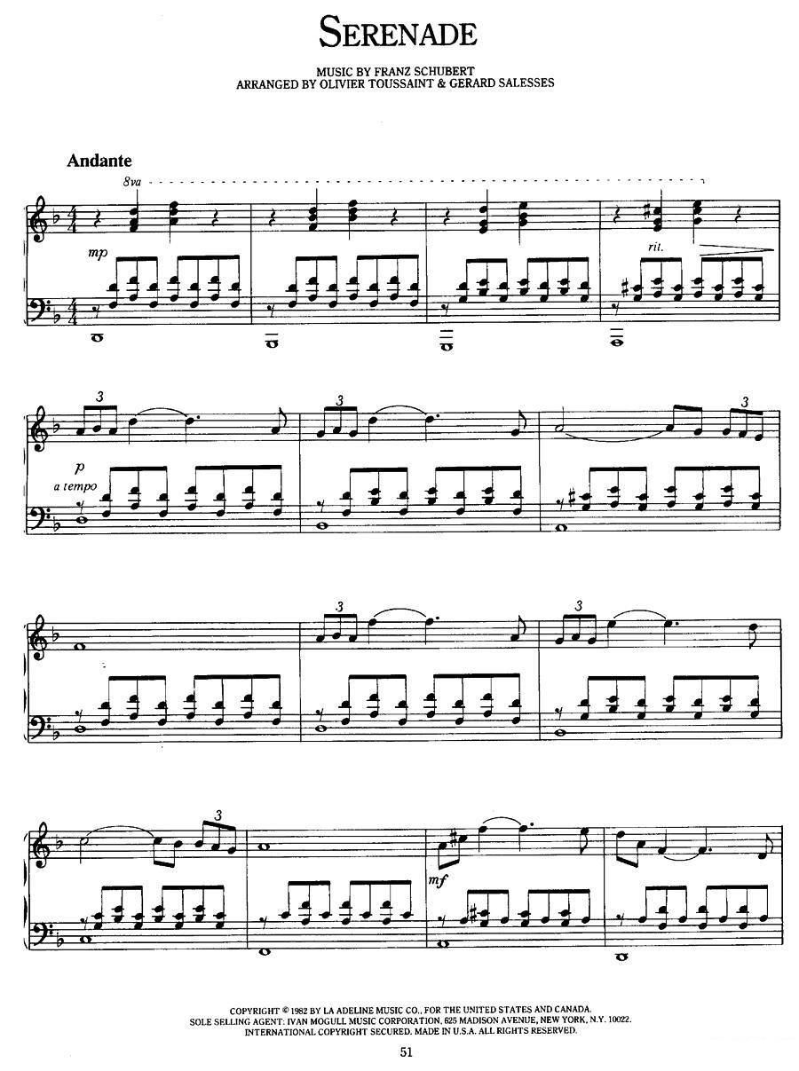 Serenade（小夜曲）（理查德·克莱德曼演奏版） -  简谱第1页
