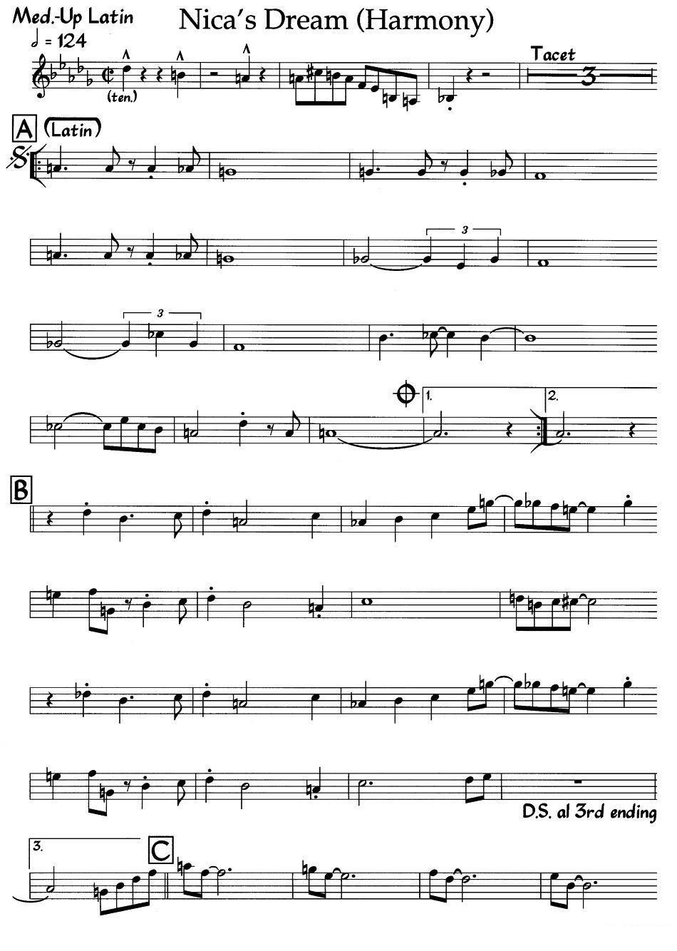 爵士钢琴曲：Nicas Dream(Harmony) -  简谱第1页