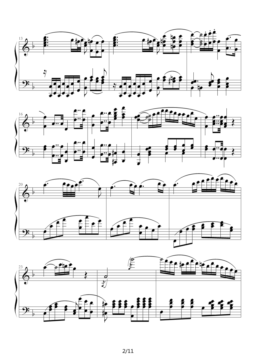 F大调浪漫曲（Romance No.2 Op.50，贝多芬） -  简谱第2页