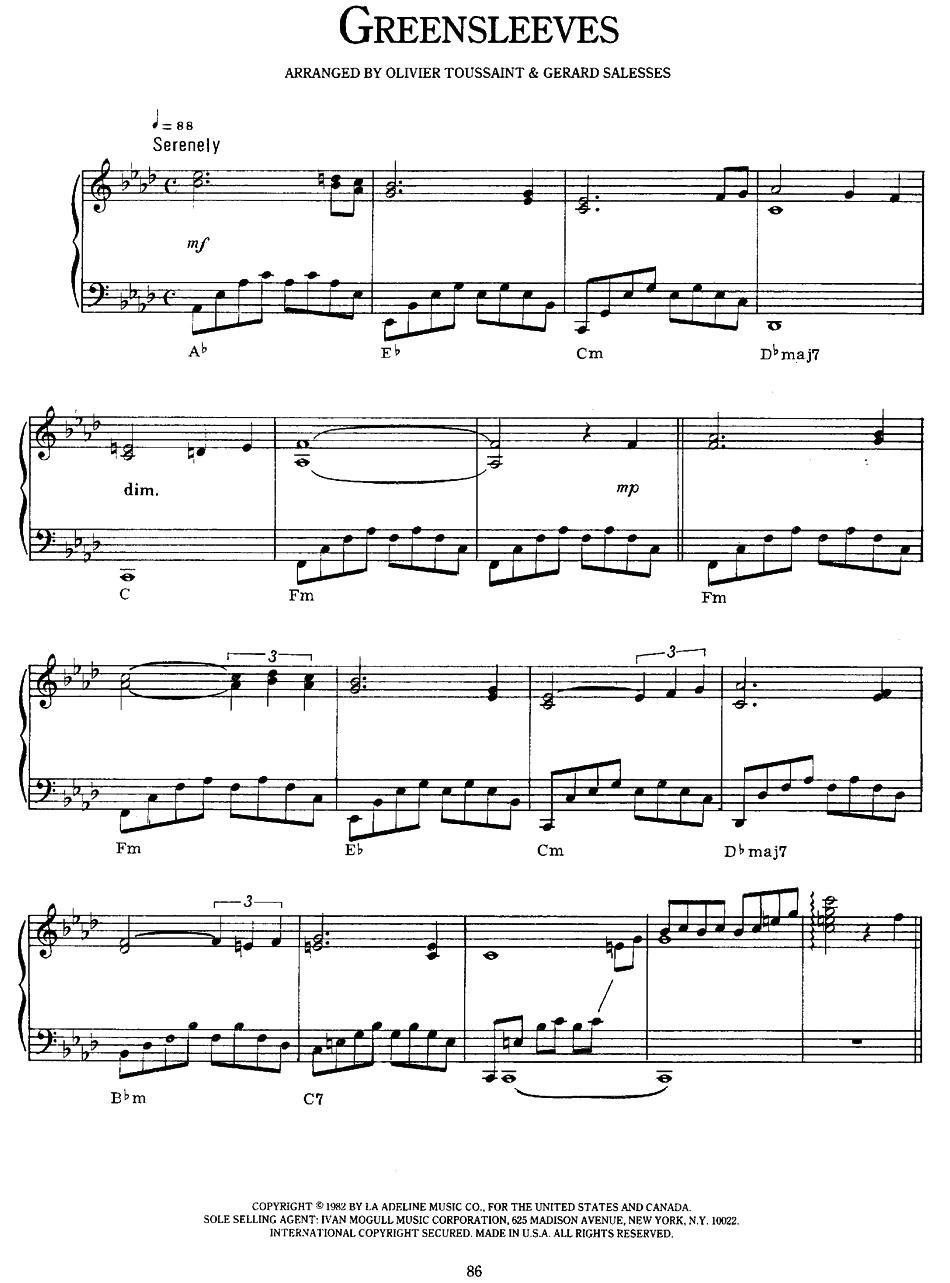 Greensleeves（绿袖子） -  简谱第1页