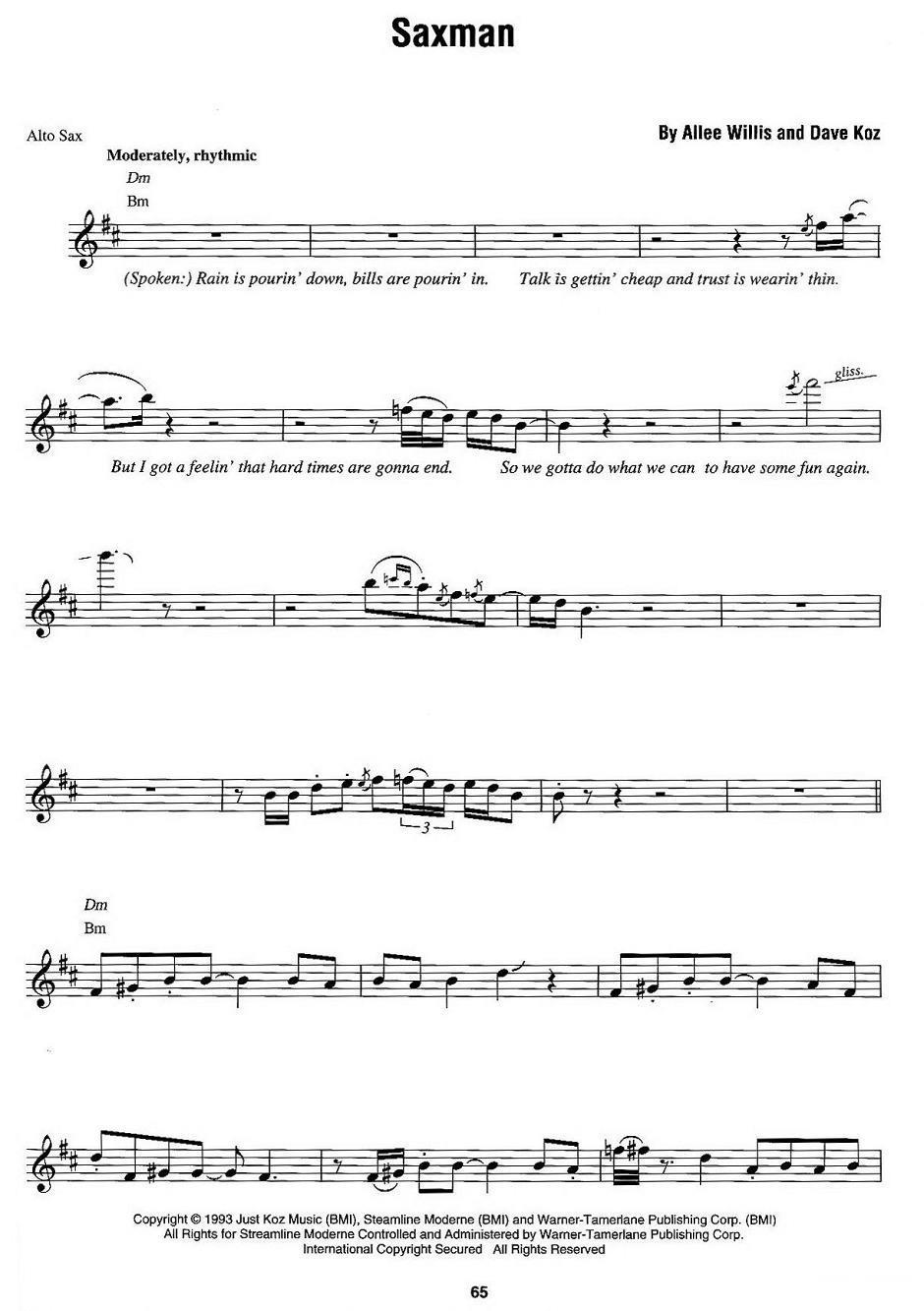 Saxman（ Dave Koz曲） -  简谱第1页