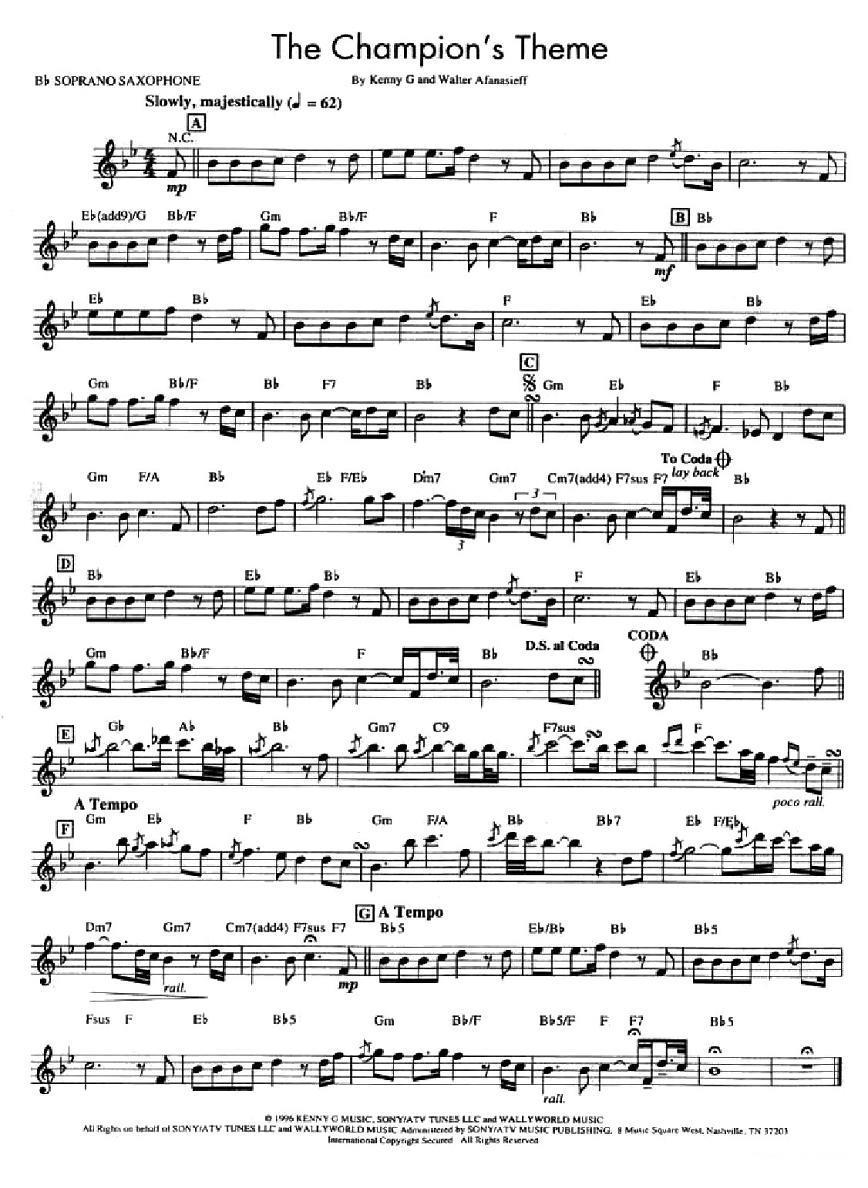 The Champion's Theme -  简谱第1页