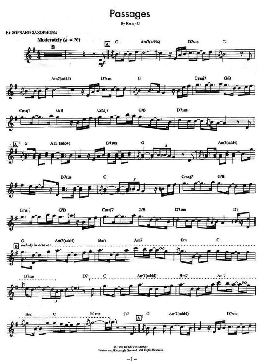 Passages -  简谱第1页