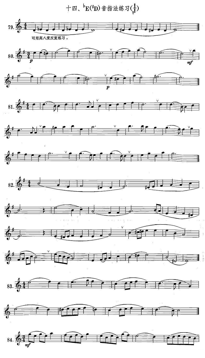 萨克斯练习曲合集（1—14）降E（升D）音指法练习 -  简谱第1页