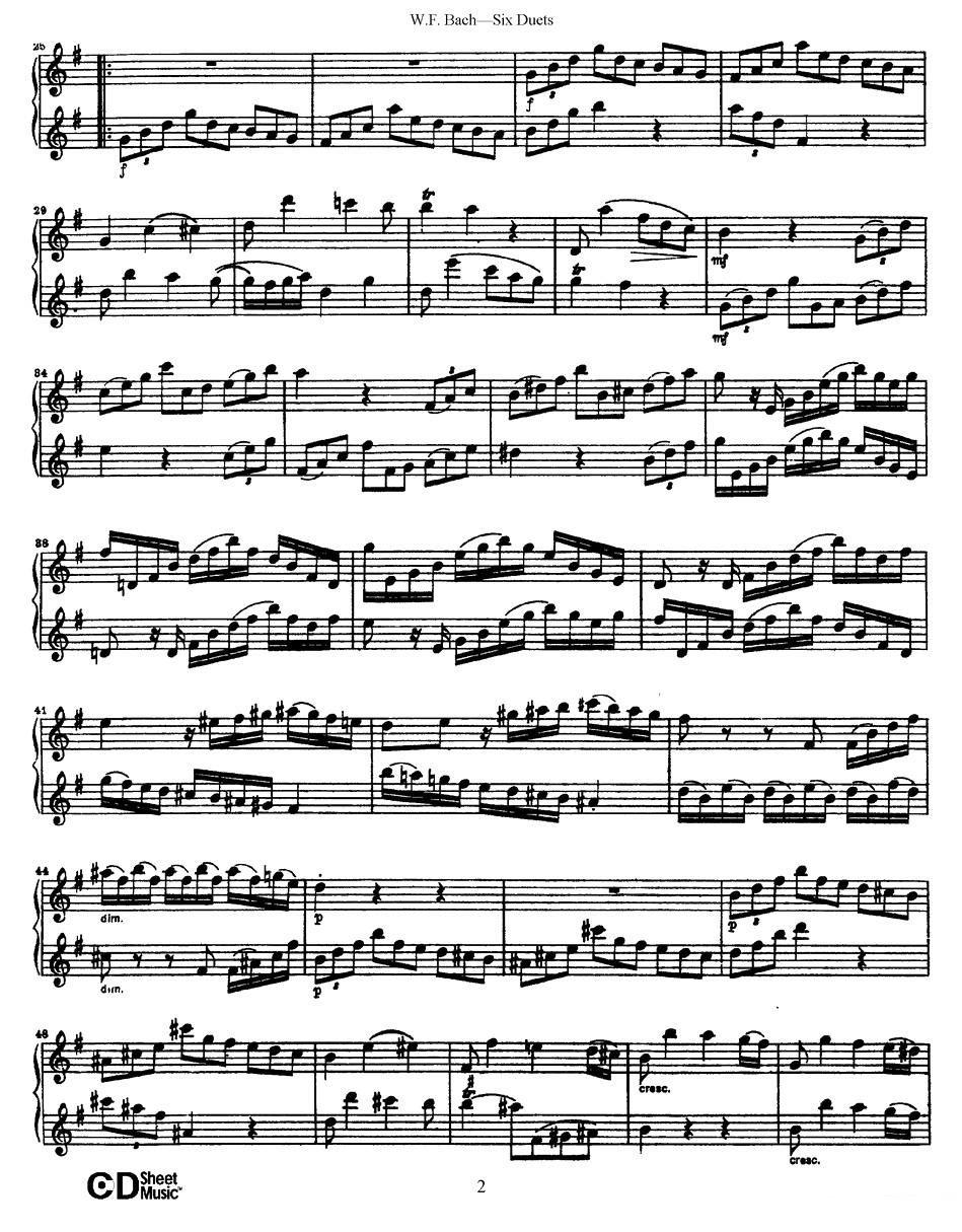 Six Duets（6首二重奏）（1） -  简谱第2页