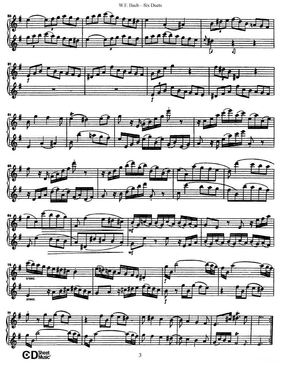 Six Duets（6首二重奏）（1） -  简谱第3页