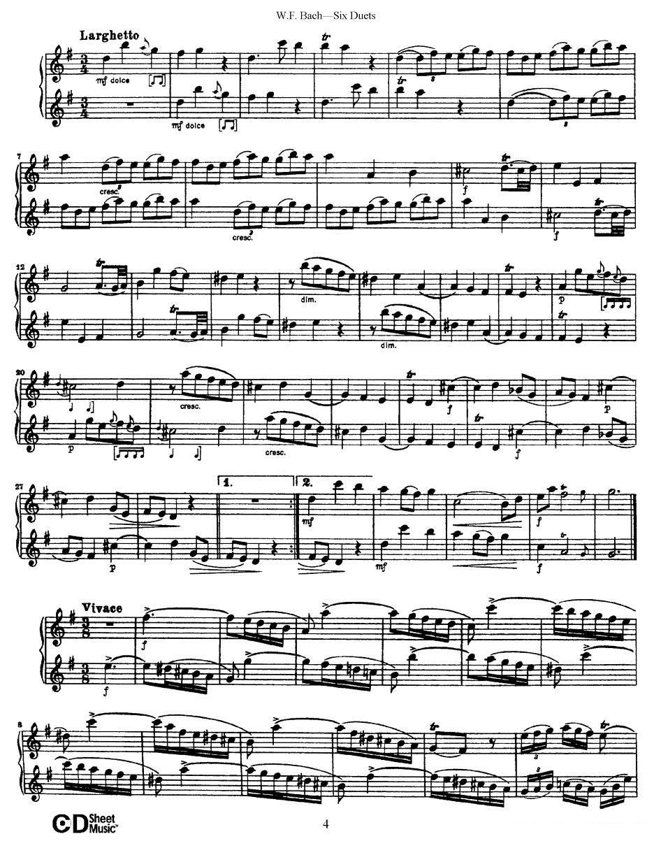 Six Duets（6首二重奏）（1） -  简谱第4页