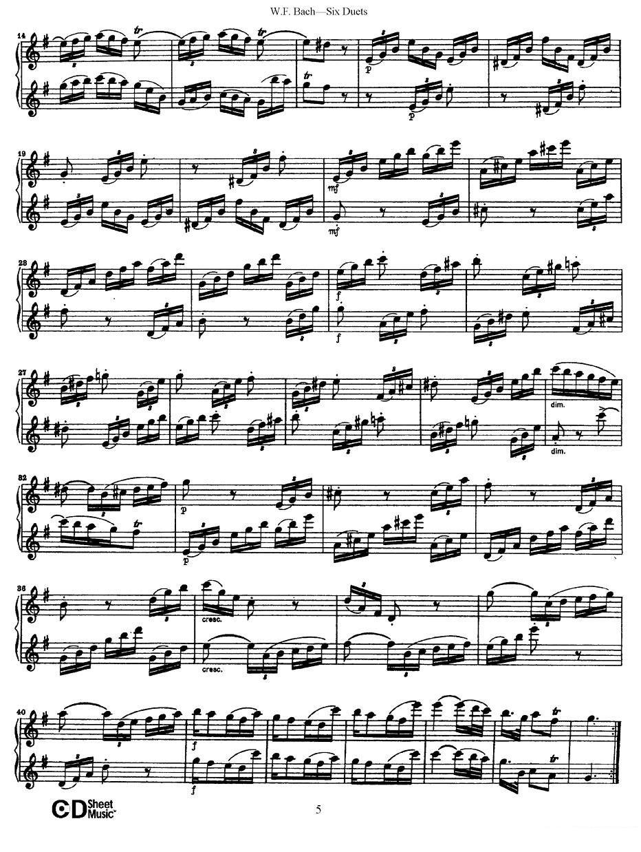 Six Duets（6首二重奏）（1） -  简谱第5页