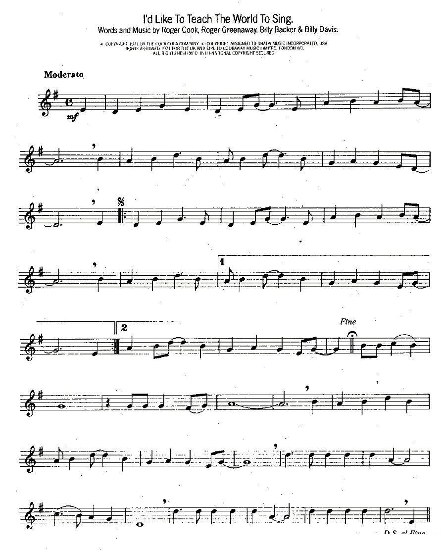ld Like To Teach The World To Sing -  简谱第1页
