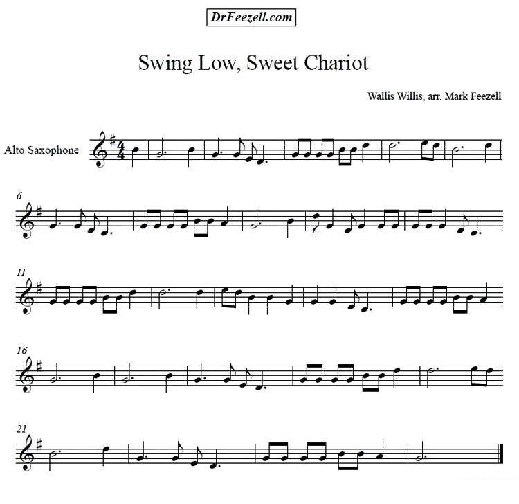 Swing Low, Sweet Chariot（甜蜜马车） -  简谱第1页