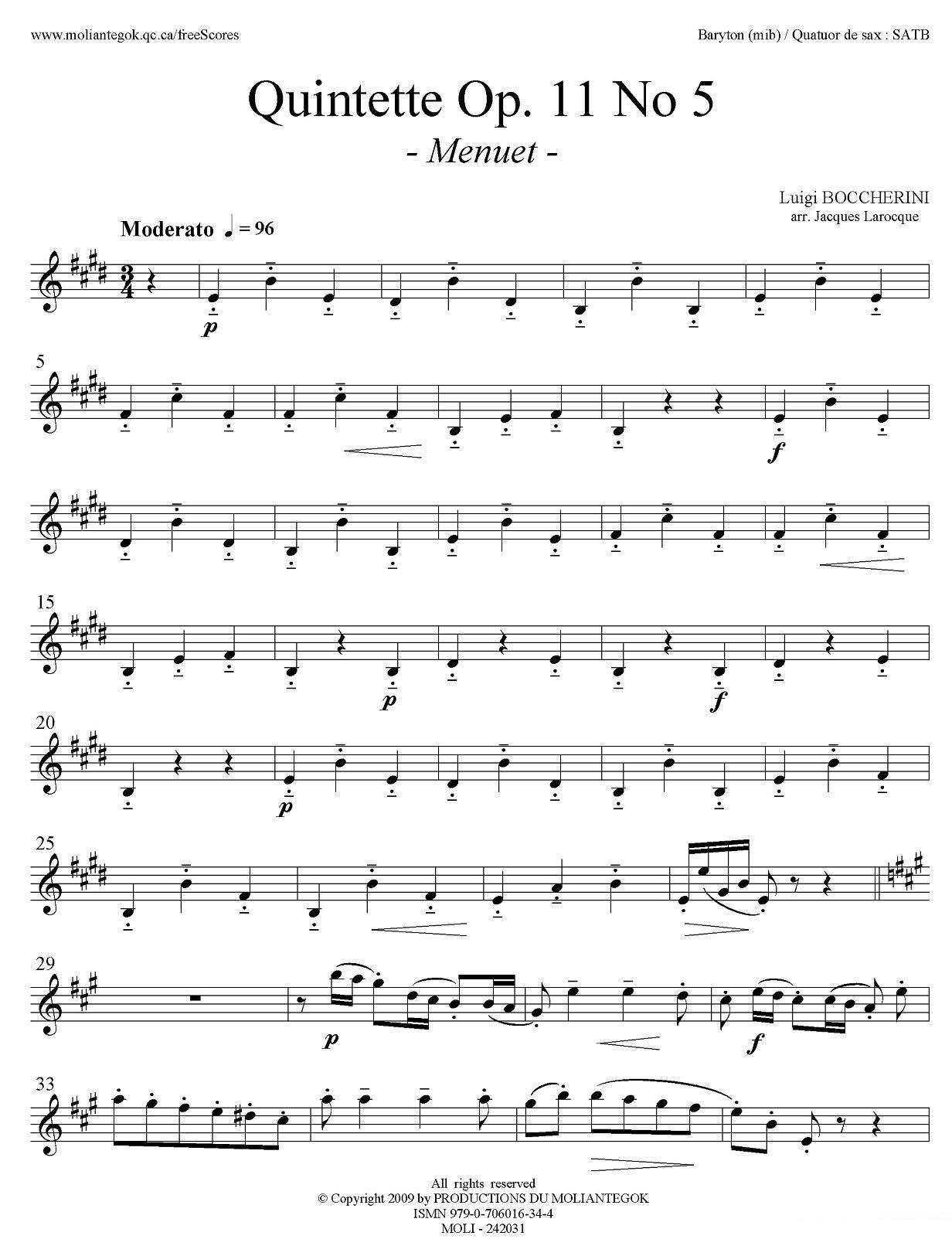 Quintette Op.11 No.5（四重奏分谱） -  简谱第3页
