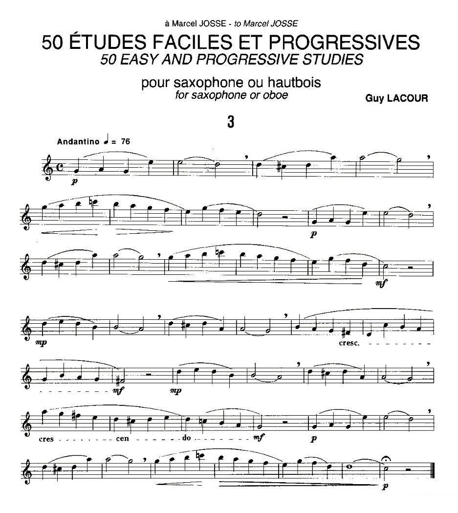 Guy Lacour 50 首萨克斯练习曲之三 -  简谱第1页