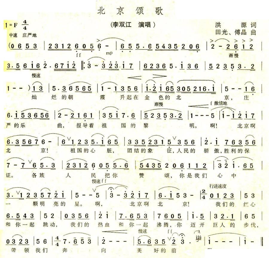 北京颂歌（田光、傅晶曲 洪源词） -  简谱第2页