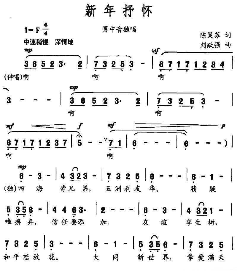 马金星独唱：《新年抒怀》简谱 -  简谱第1页