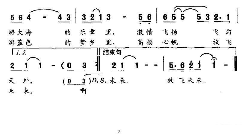 独唱：扑进大海 -  简谱第2页