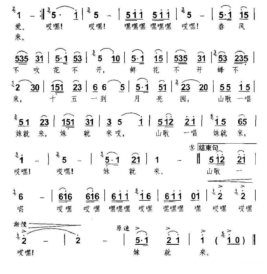 啊，燕子（线简谱混排版） -  简谱第1页