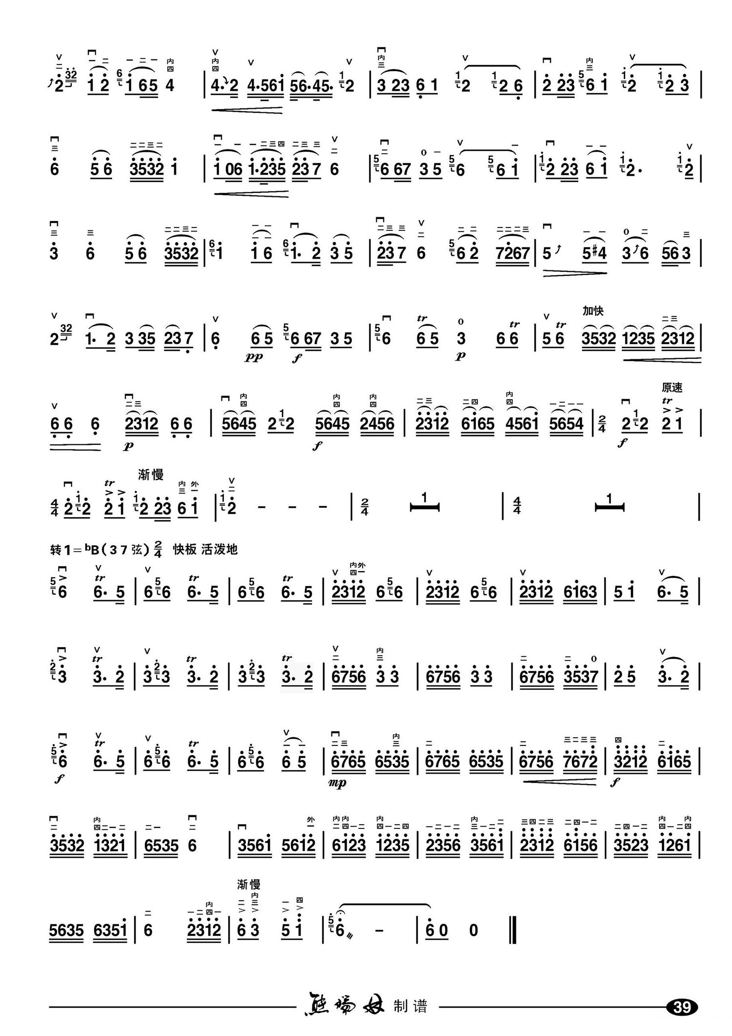 金珠玛米赞（二胡谱 王竹林曲） -  简谱第2页