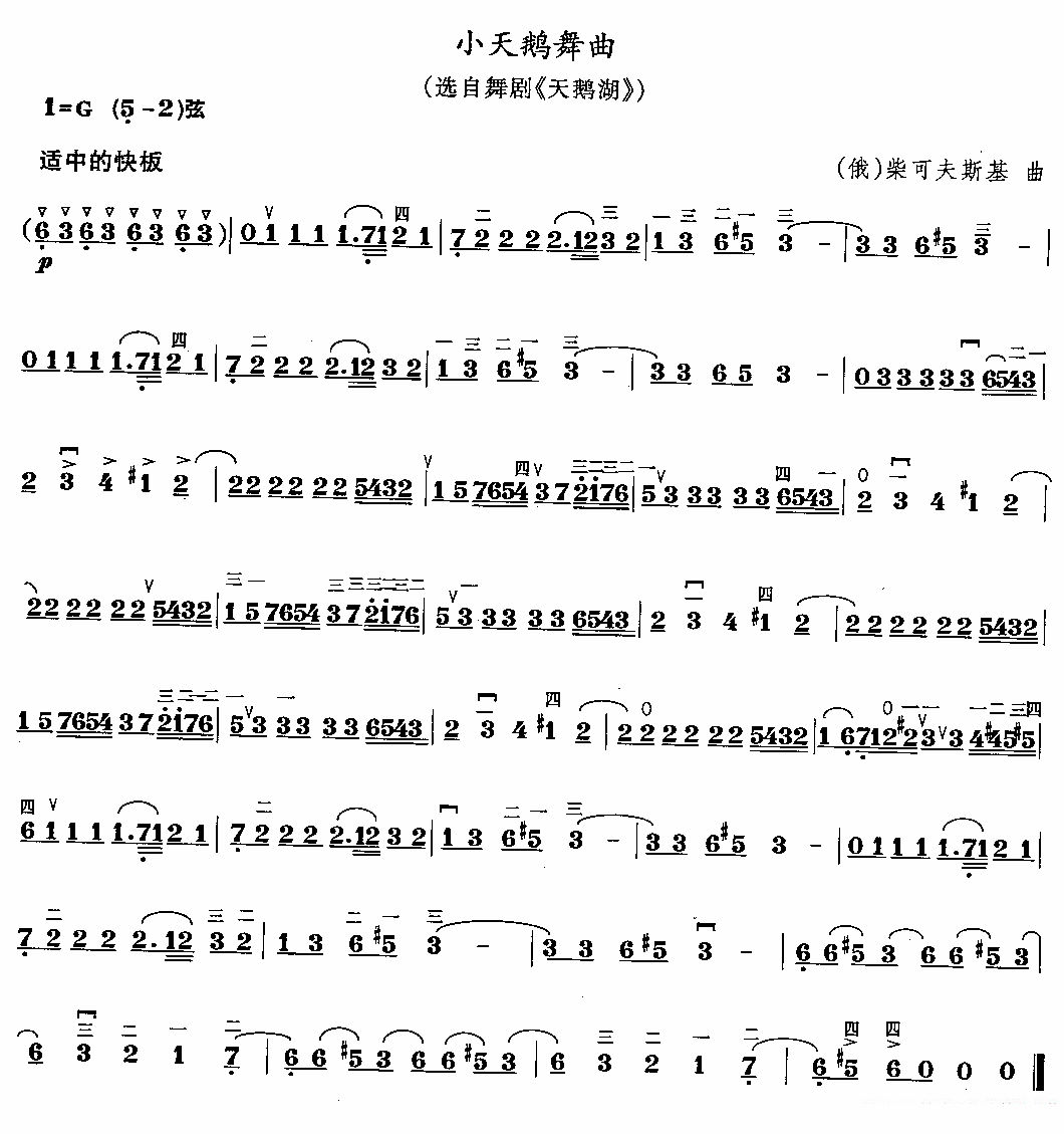 小天鹅舞曲（选自舞剧《天鹅湖》） -  简谱第1页