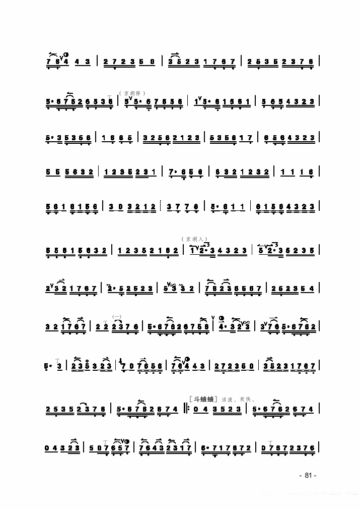 拾全福禄（京剧曲牌、京胡独奏） -  简谱第4页