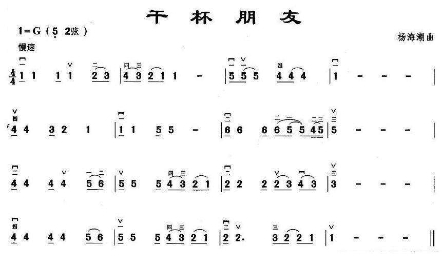 干杯朋友（杨海潮曲） -  简谱第1页