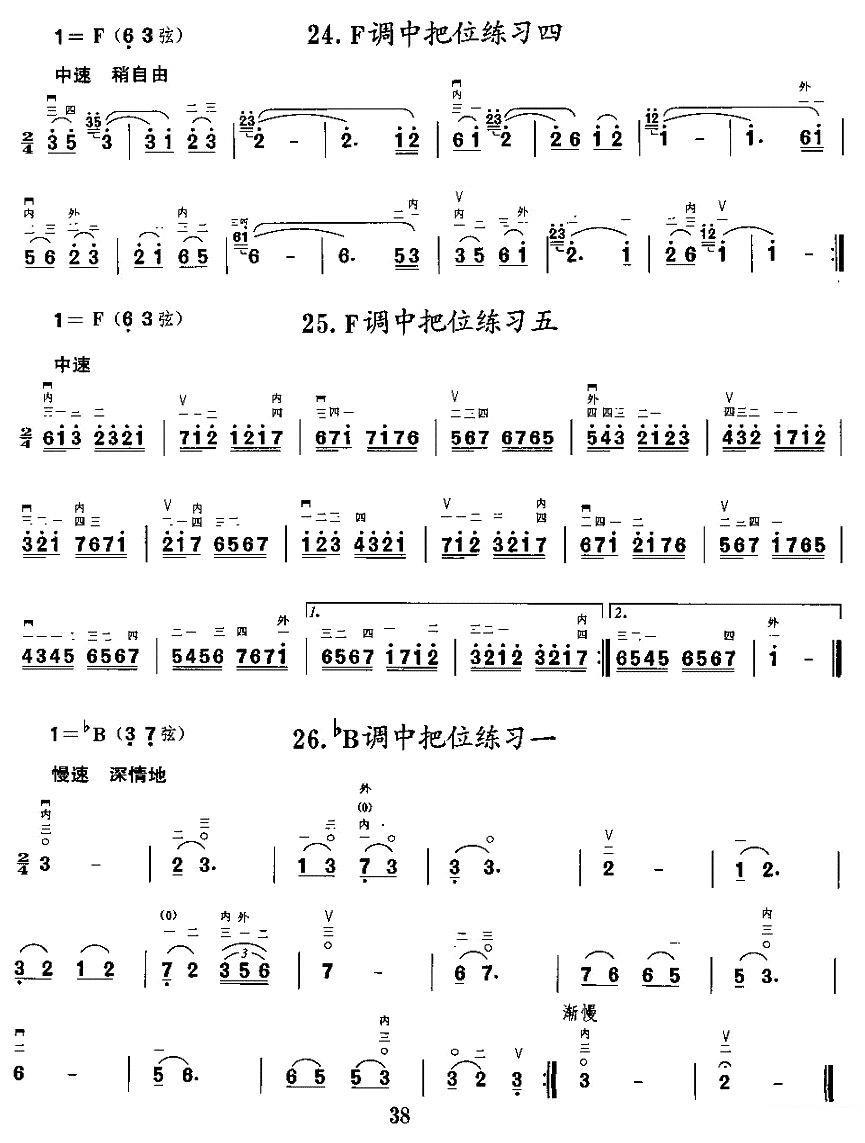 二胡微型练习曲：各调中把位练习 -  简谱第7页